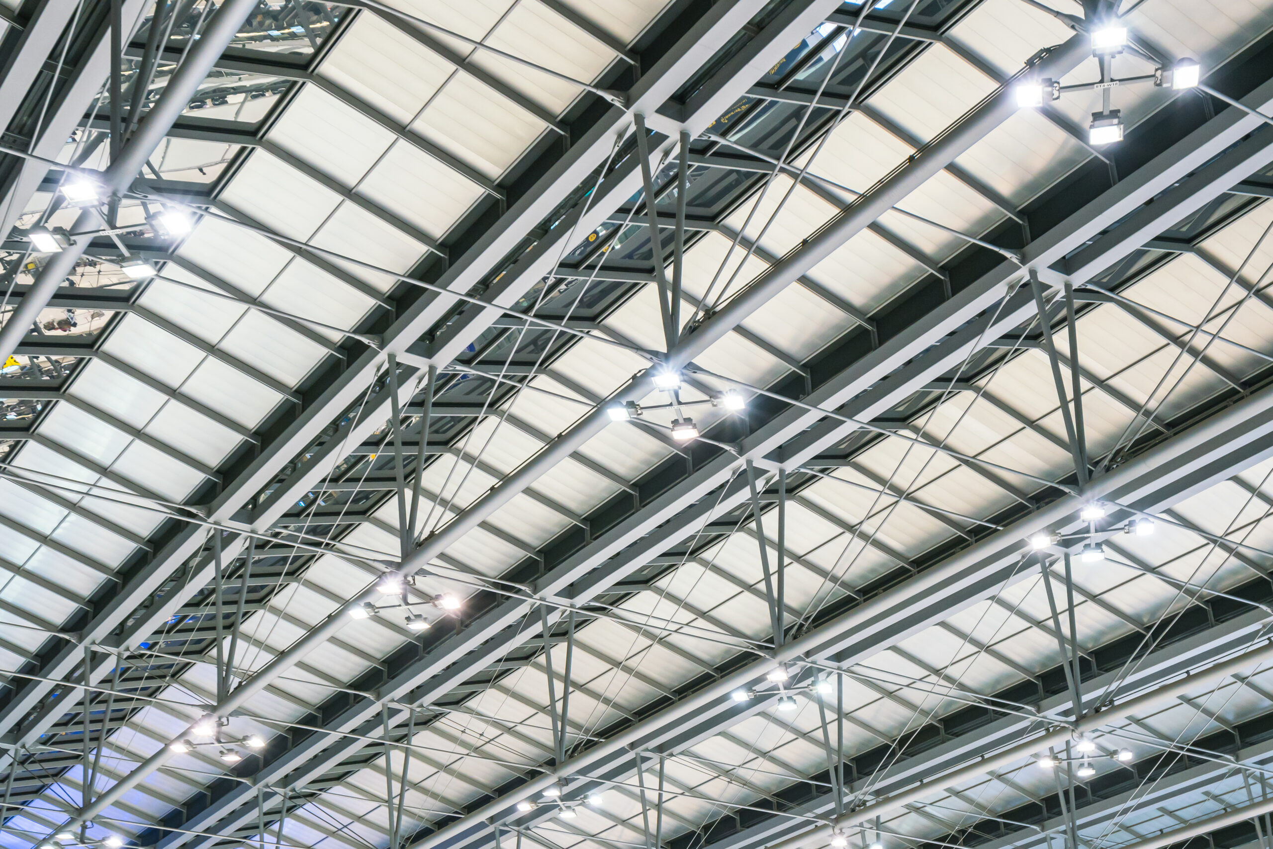 Modern metal roof structure of airport architecture .